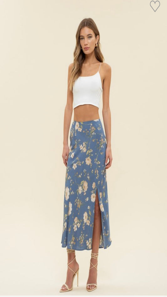 Alexx Floral Midi Skirt - Blue