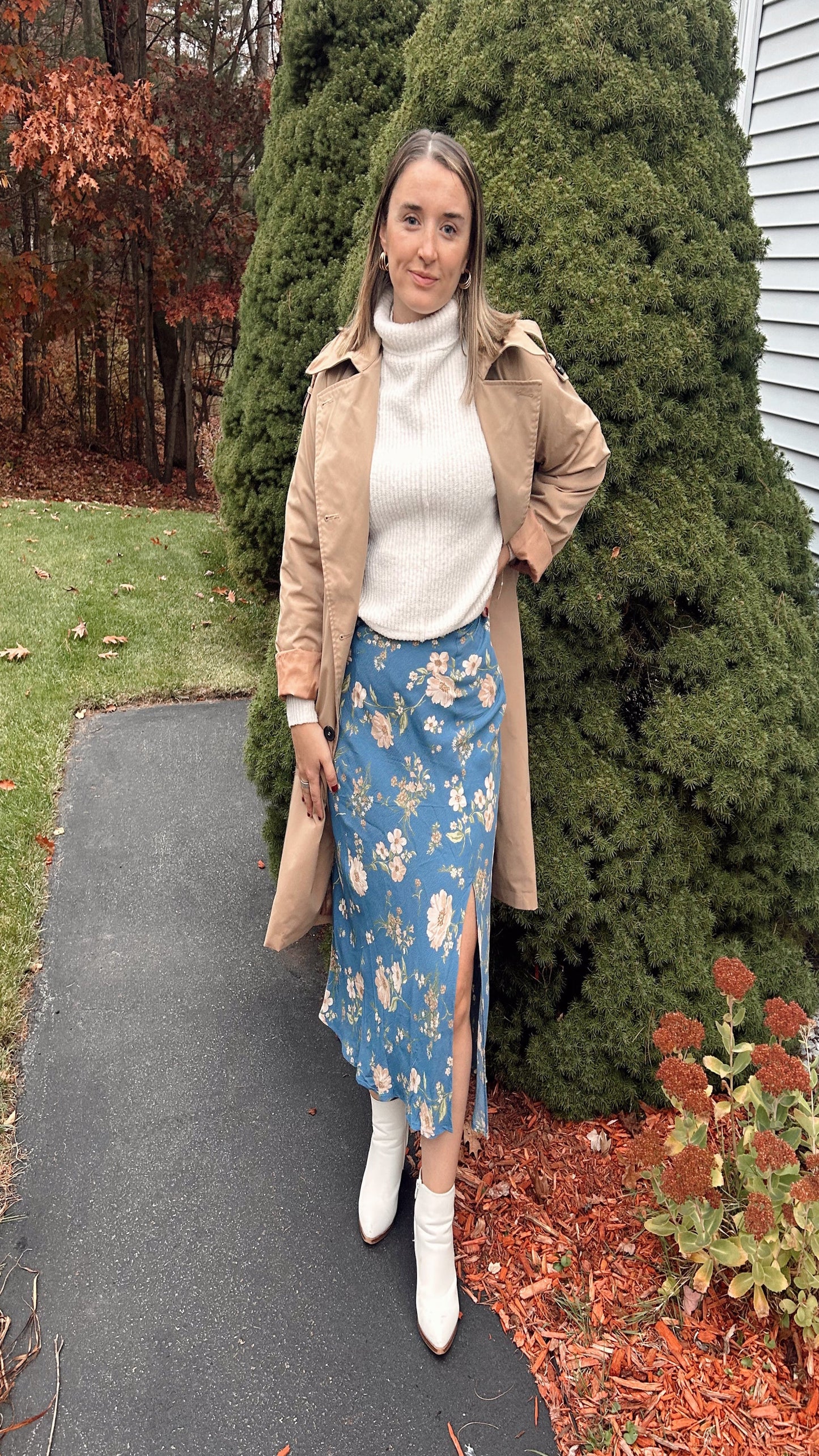 Alexx Floral Midi Skirt - Blue