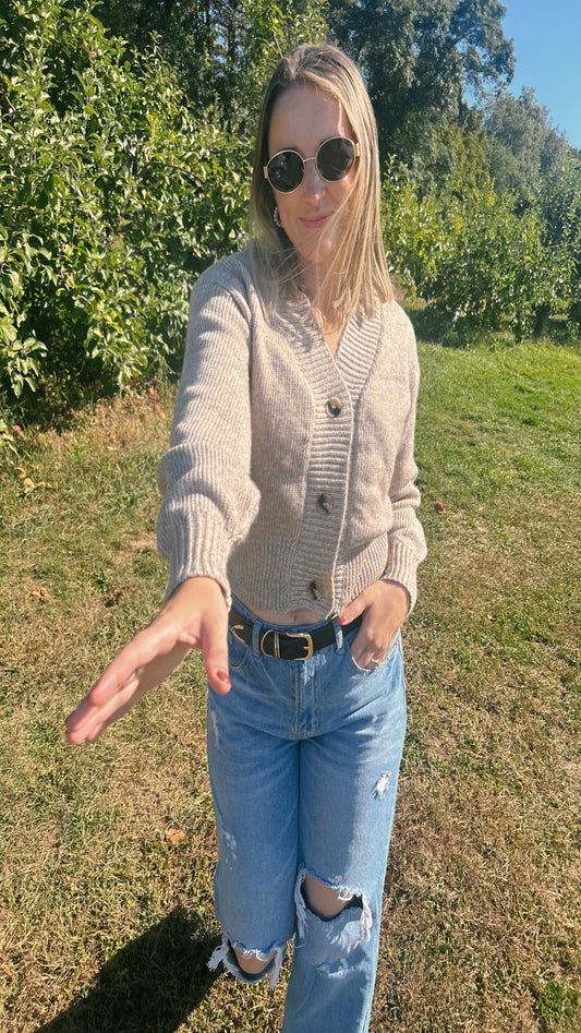 Cozy Club Button Up Sweater - Coco