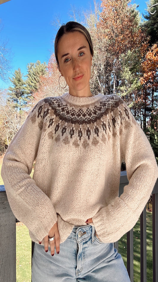 Ski Lodge Fair Isle Pattern - Ivory