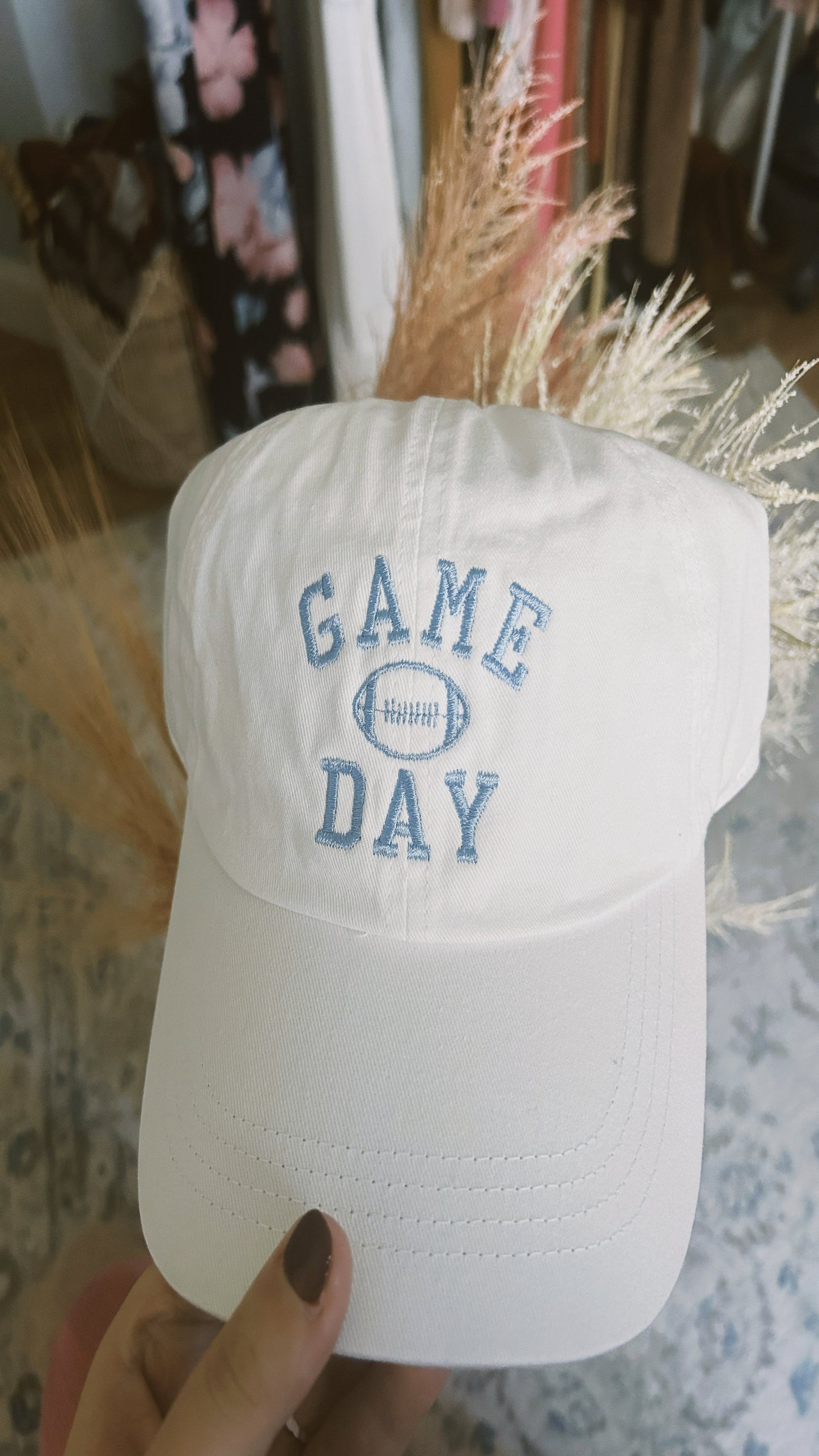 Game Day Baseball Cap - White/Light Blue