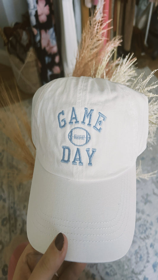 Game Day Baseball Cap - White/Light Blue