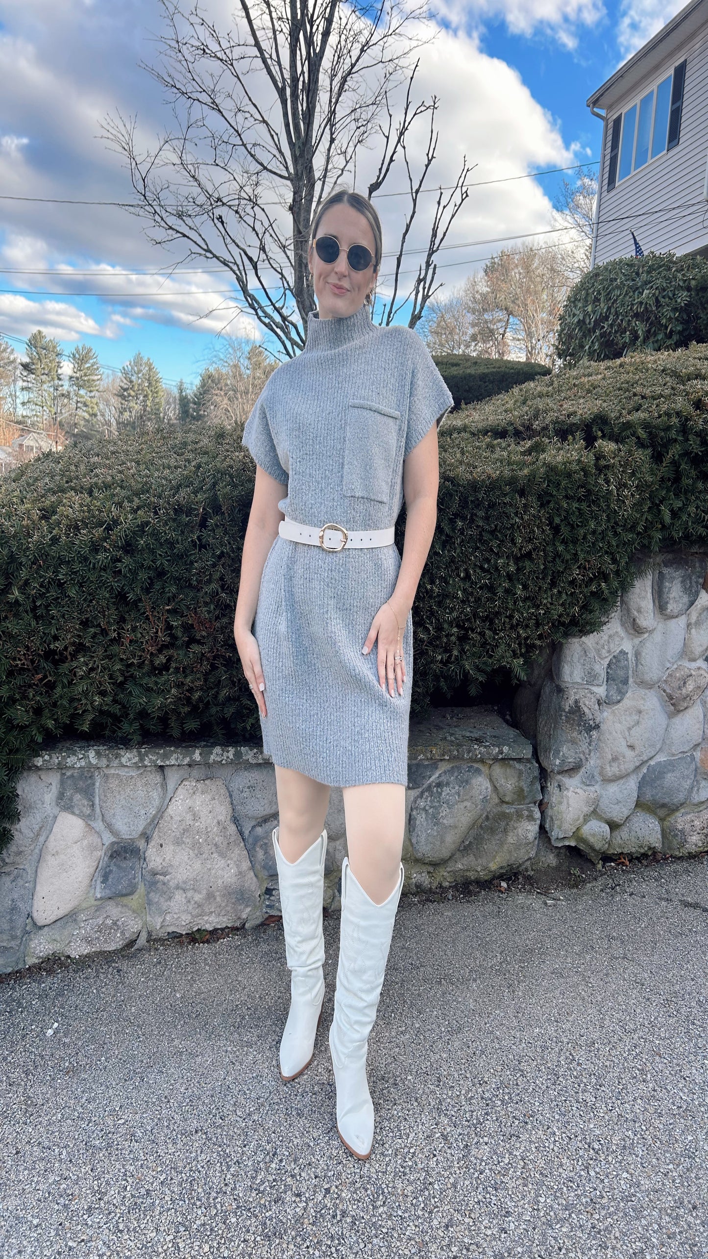 Falling for Knit Sweater Dress - Grey