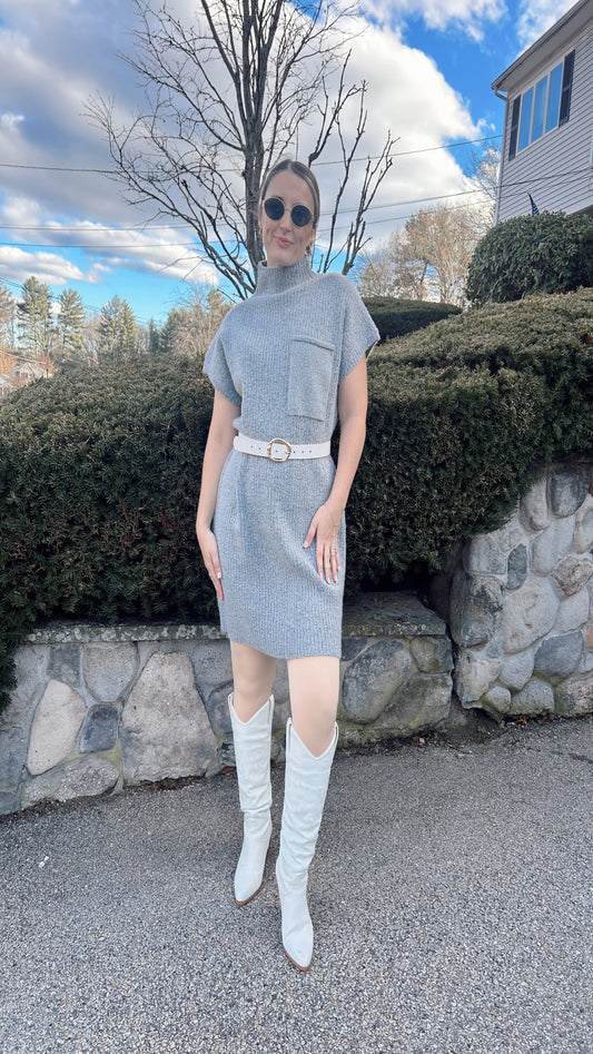 Falling for Knit Sweater Dress - Grey
