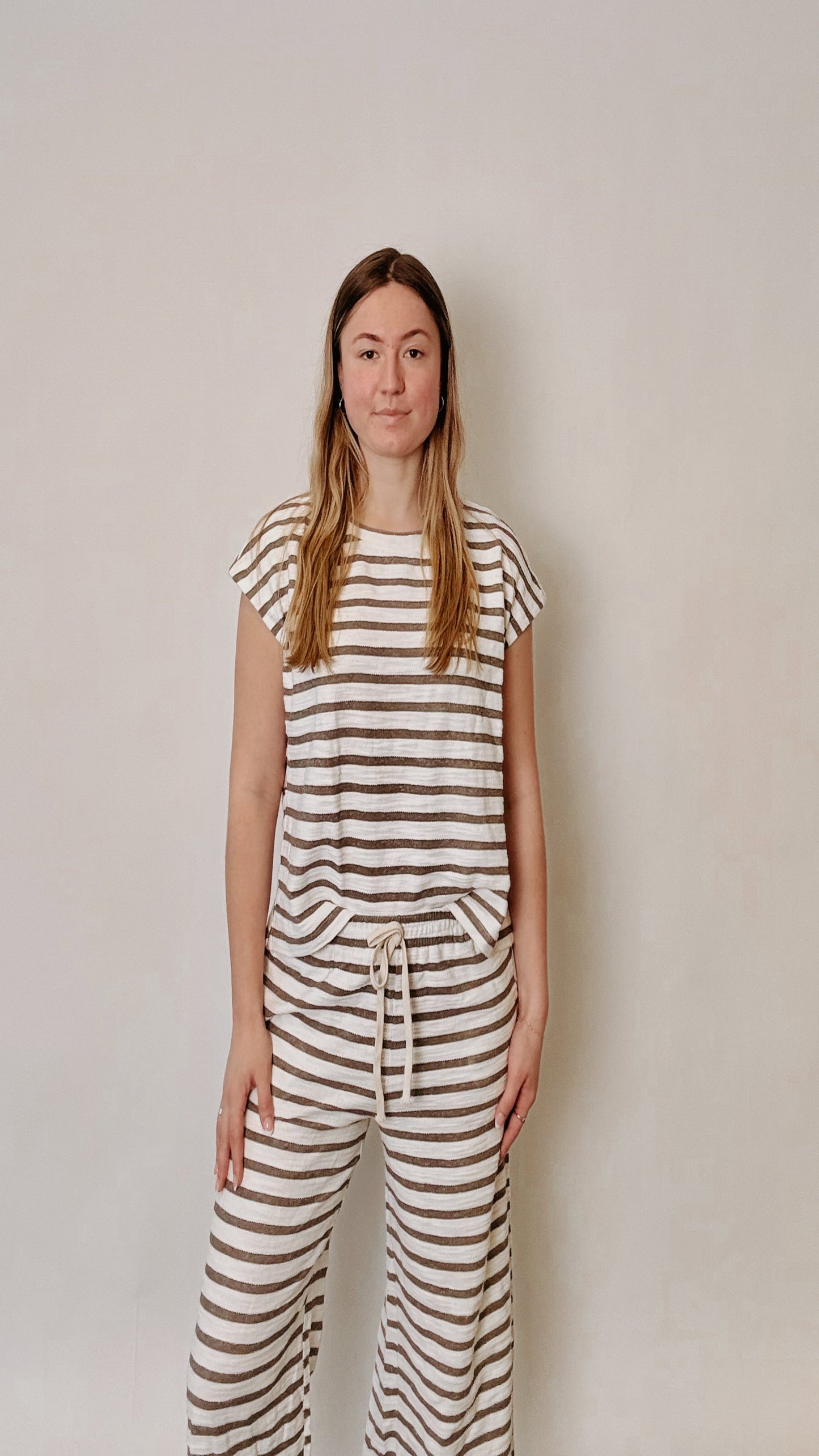 Cup of Coffee Stripe Set - Light Grey