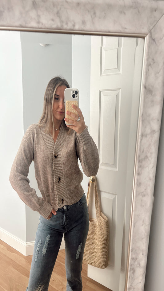 Cozy Club Button Up Sweater - Coco