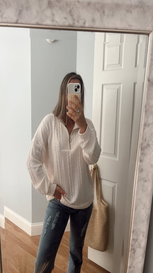 Cabin Crush Cable Knit Sweater - Ivory