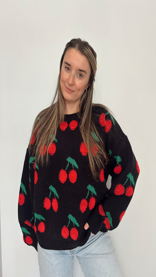 With a Cherry on Top Sweater - Black