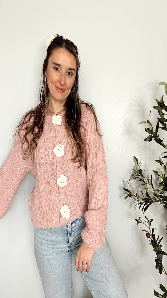 Cafe Patio Knit Cardigan - Blush