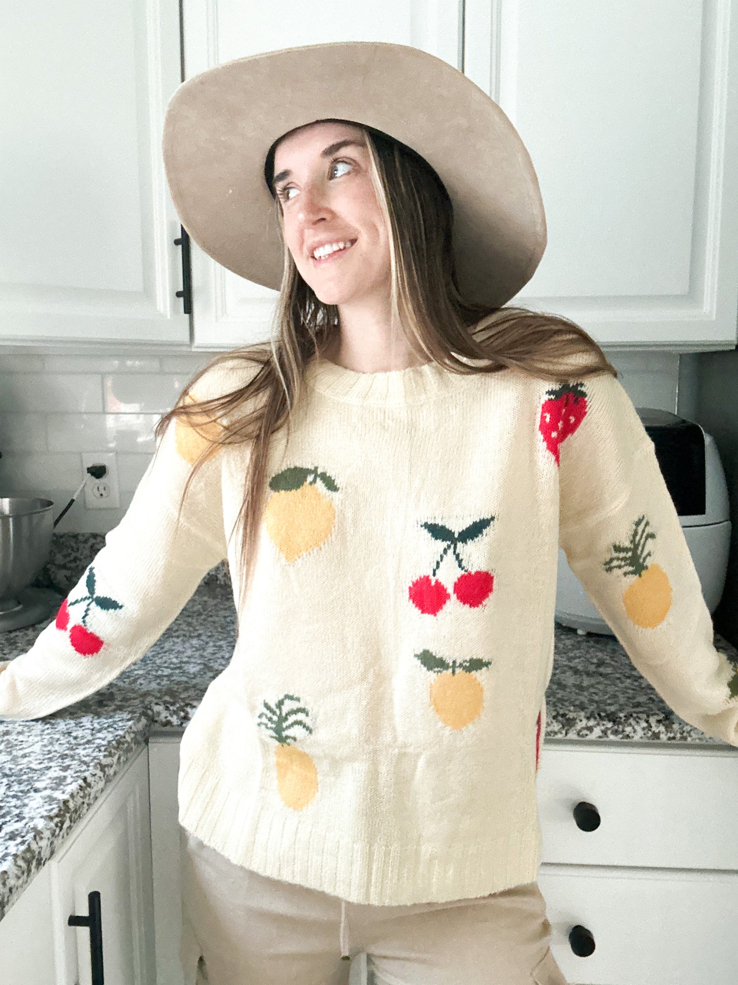 Kaylene Fruit Sweater - Ivory