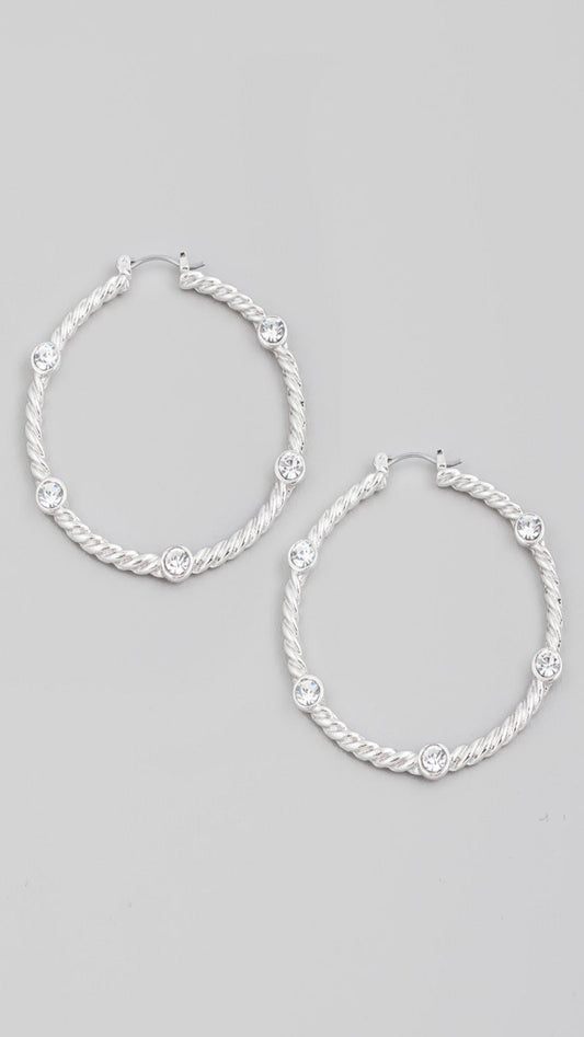 Nichole Twisted Earring with Pearl- Silver
