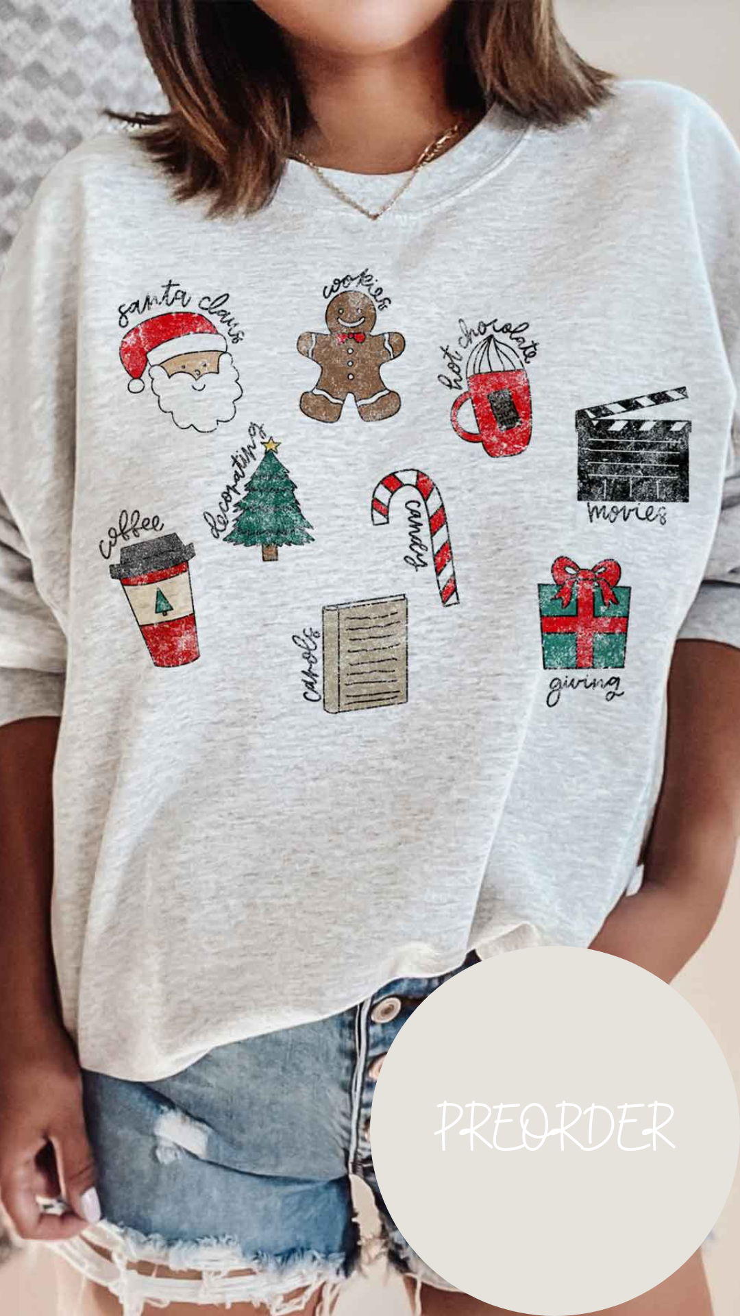 Christmas Cheer Graphic Sweatshirt - Ash