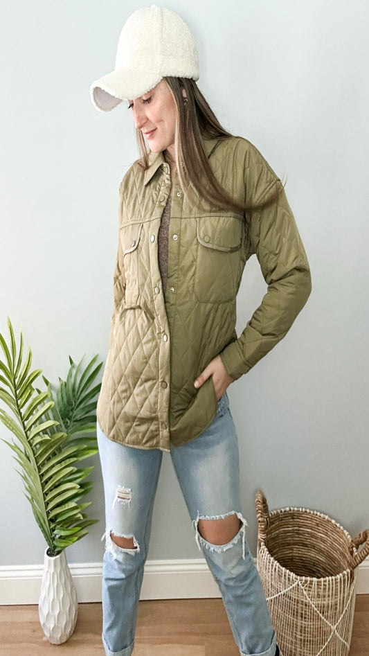Isabella Quilted Jacket - Dusty Olive