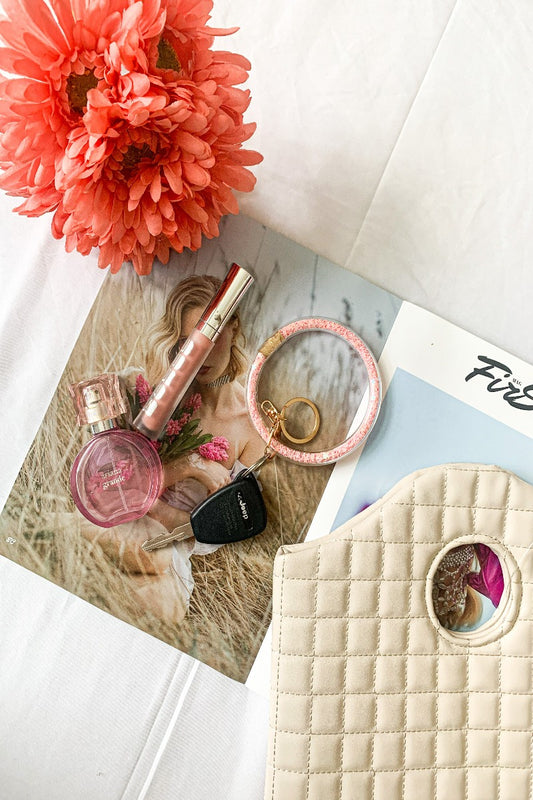 Sprinkle of Confetti Ring Key Chain- Light Pink