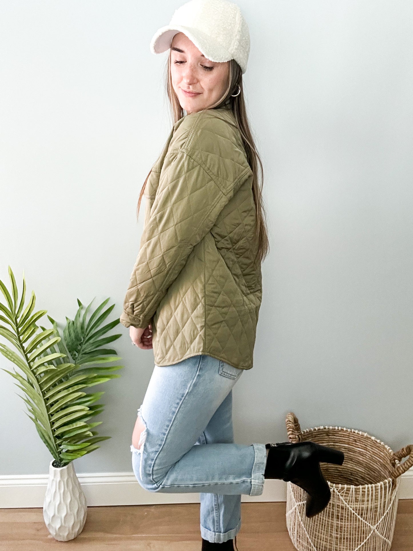 Isabella Quilted Jacket - Dusty Olive