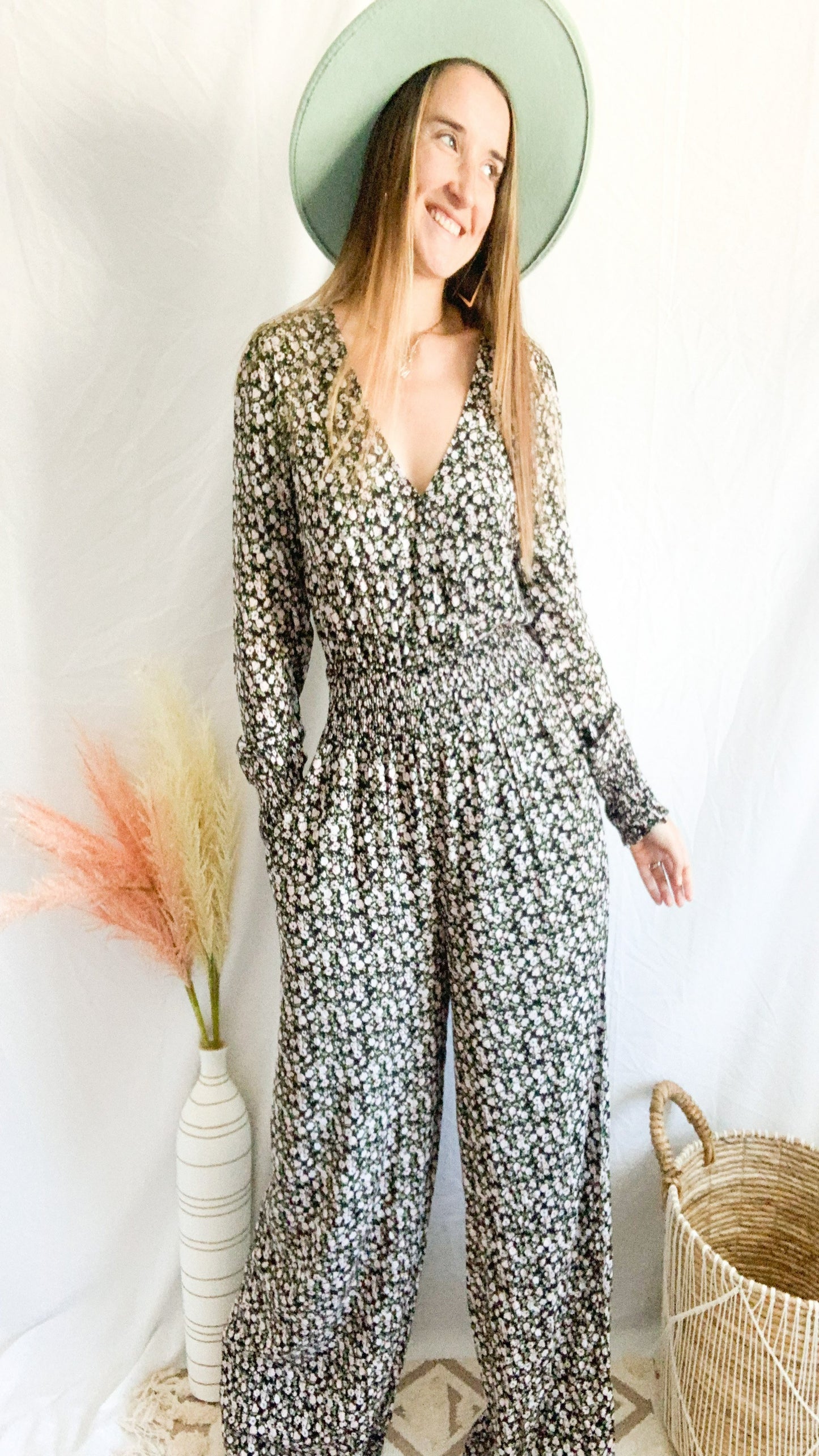 Romance and Rooftops Floral Jumpsuit - Black