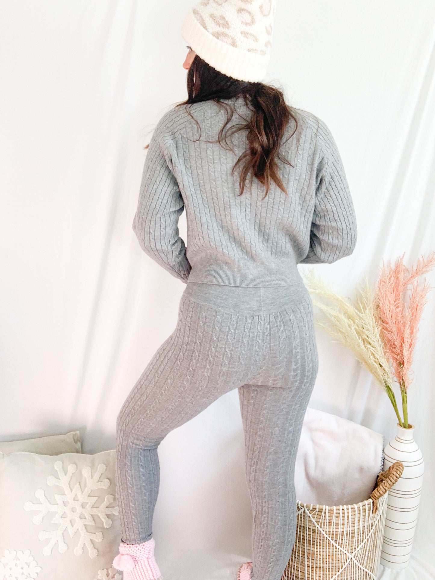 Forrest Cable Knit Two Piece Set - Grey